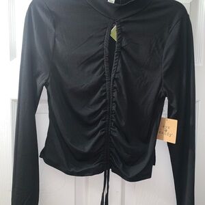 Eye Candy Black Ruched Long Sleeve Top